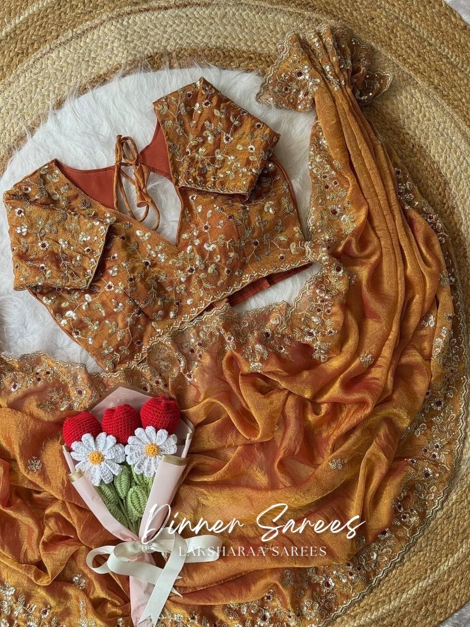 ROSALIE — Soft Fandy Chiffon Saree with heavy embroidery work