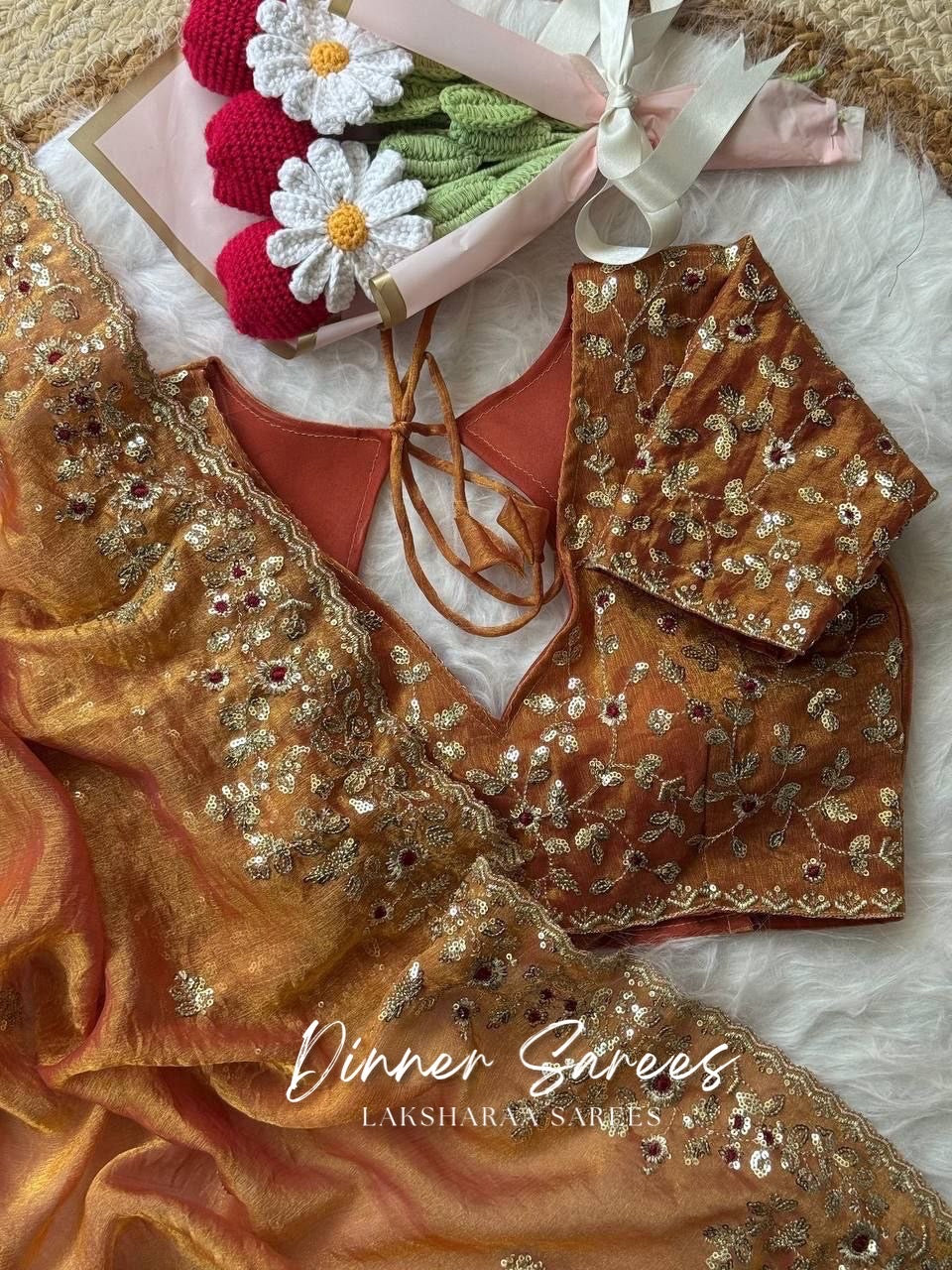 ROSALIE — Soft Fandy Chiffon Saree with heavy embroidery work
