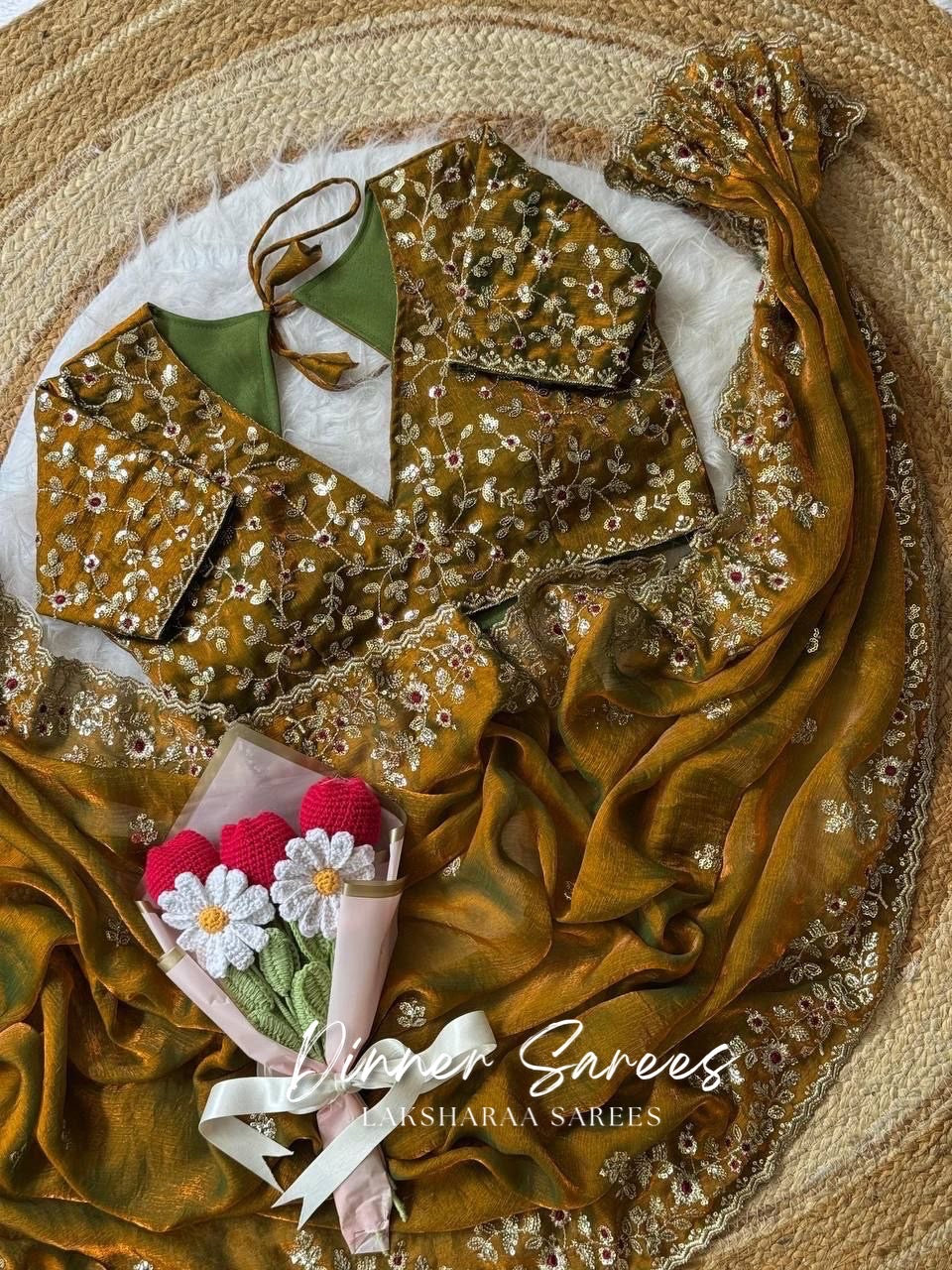 ROSALIE — Soft Fandy Chiffon Saree with heavy embroidery work
