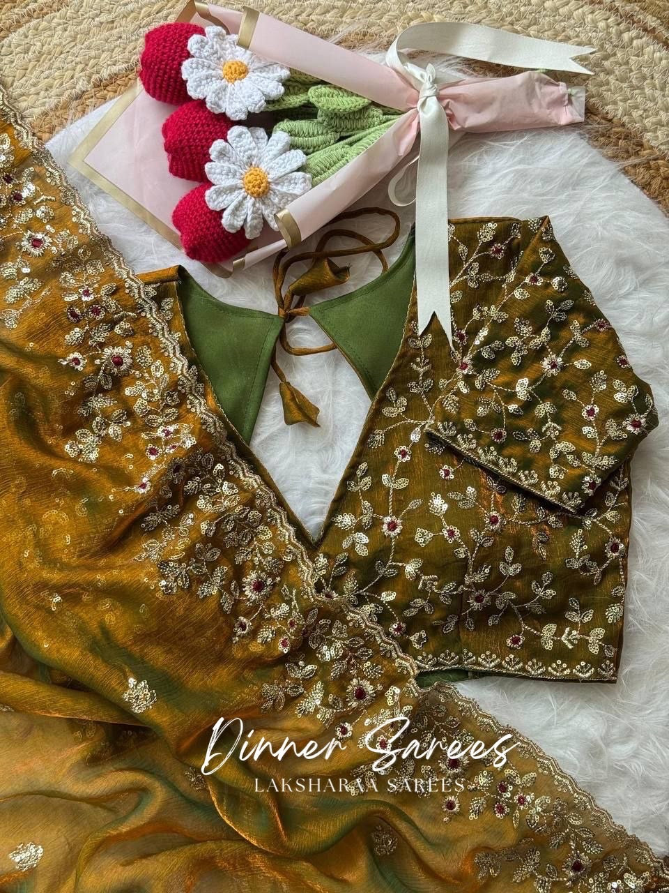 ROSALIE — Soft Fandy Chiffon Saree with heavy embroidery work