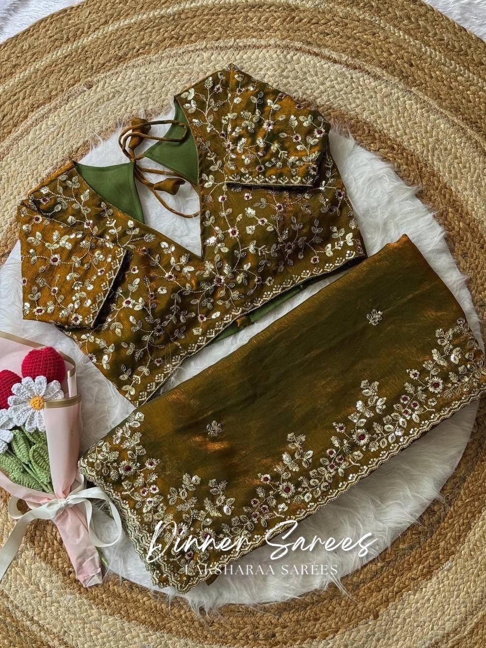 ROSALIE — Soft Fandy Chiffon Saree with heavy embroidery work