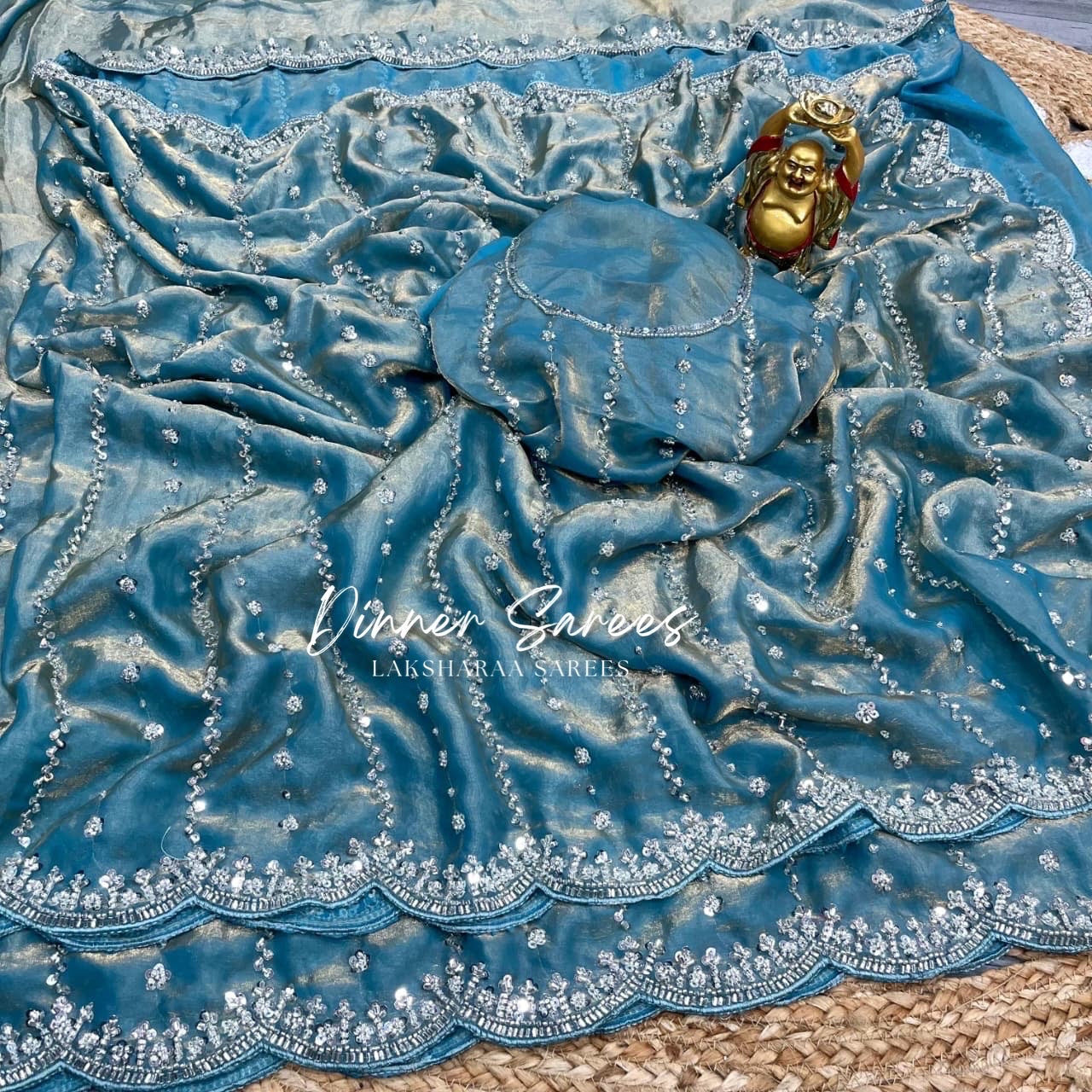 KISHAA — Premium Shimmer Stone & Sequin Dinner Saree in Pastel Series & Bold Shades