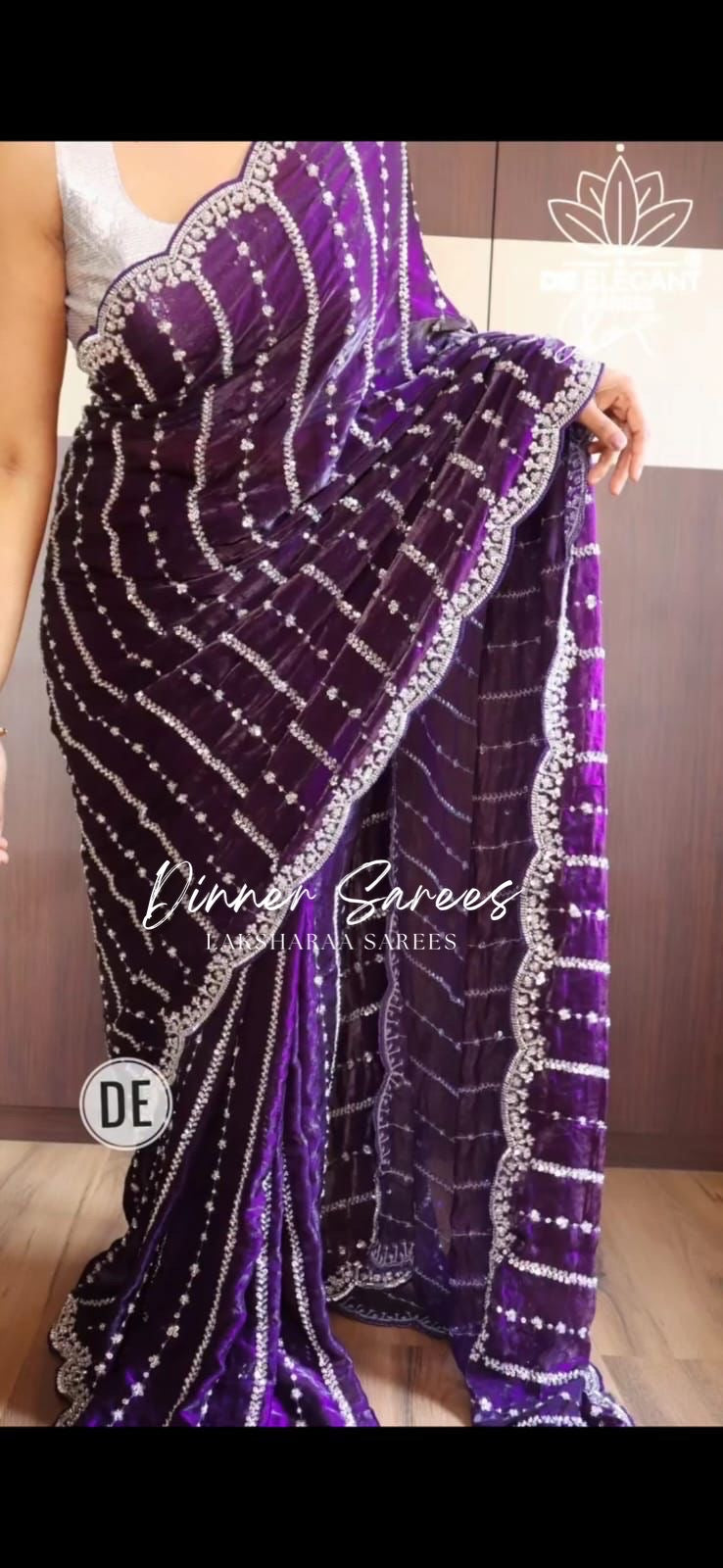 KISHAA — Premium Shimmer Stone & Sequin Dinner Saree in Pastel Series & Bold Shades