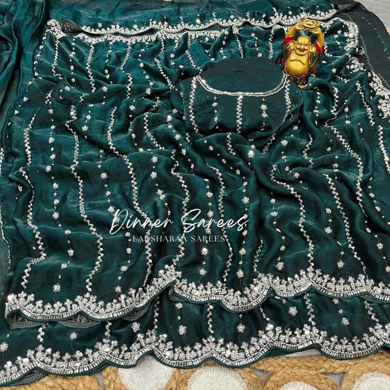 KISHAA — Premium Shimmer Stone & Sequin Dinner Saree in Pastel Series & Bold Shades