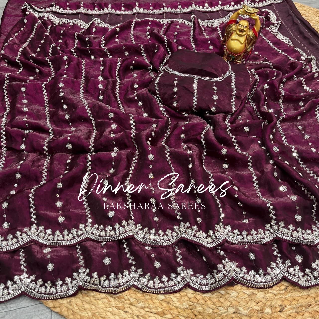 KISHAA — Premium Shimmer Stone & Sequin Dinner Saree in Pastel Series & Bold Shades