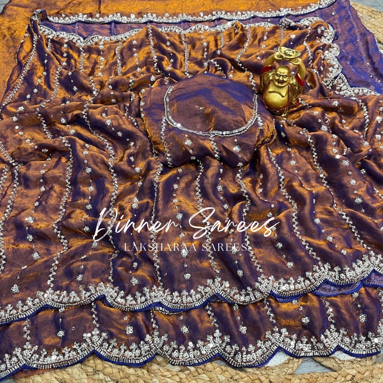 KISHAA — Premium Shimmer Stone & Sequin Dinner Saree in Pastel Series & Bold Shades