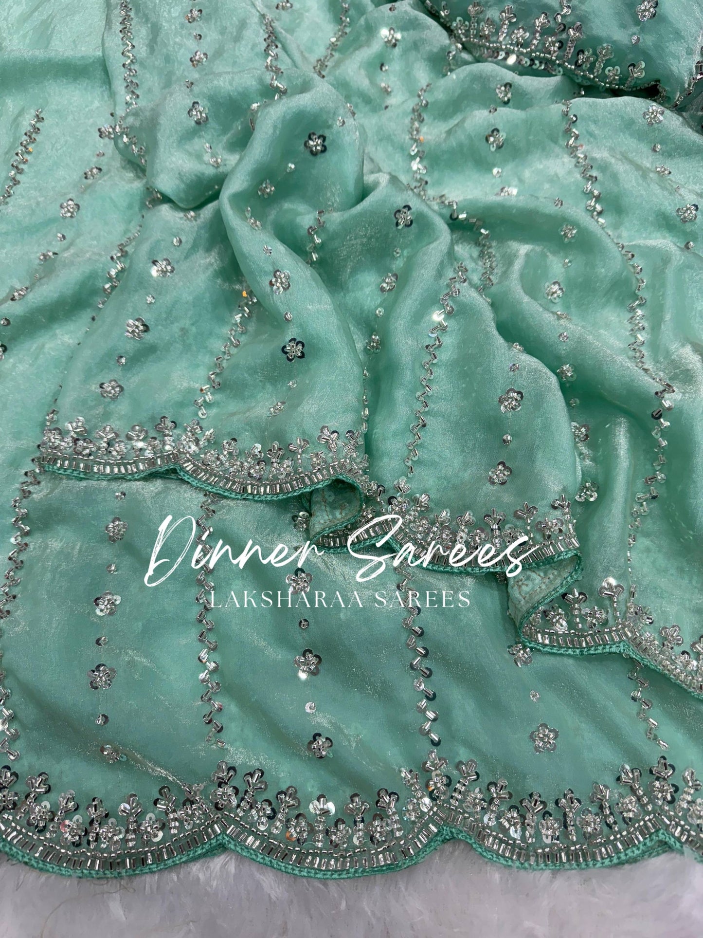 KISHAA — Premium Shimmer Stone & Sequin Dinner Saree in Pastel Series & Bold Shades