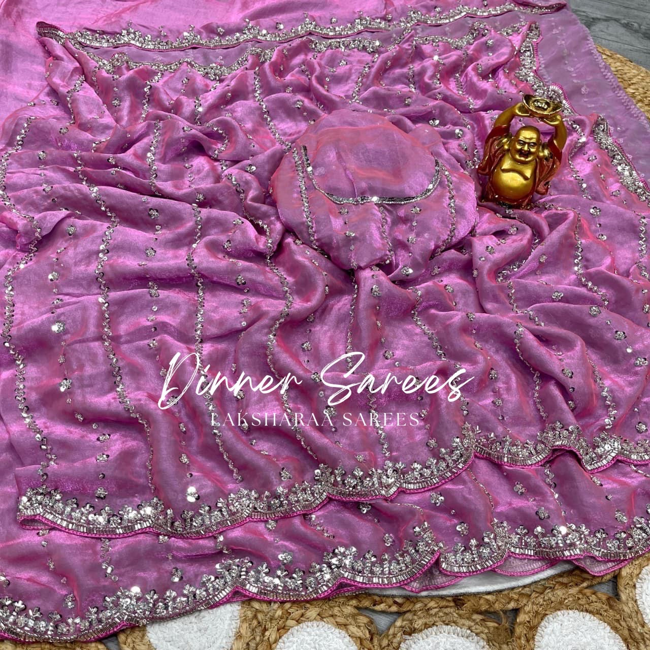 KISHAA — Premium Shimmer Stone & Sequin Dinner Saree in Pastel Series & Bold Shades
