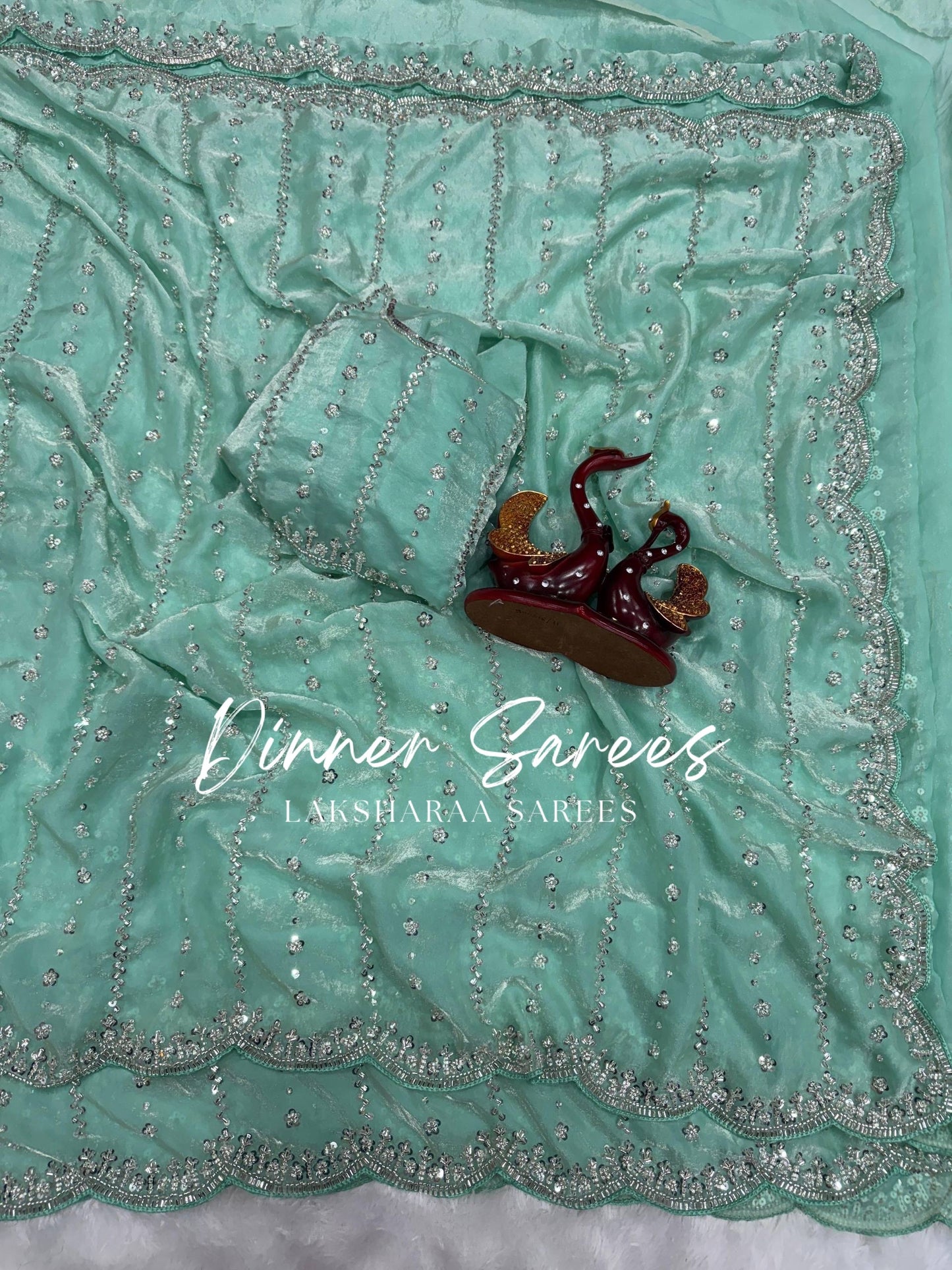 KISHAA — Premium Shimmer Stone & Sequin Dinner Saree in Pastel Series & Bold Shades