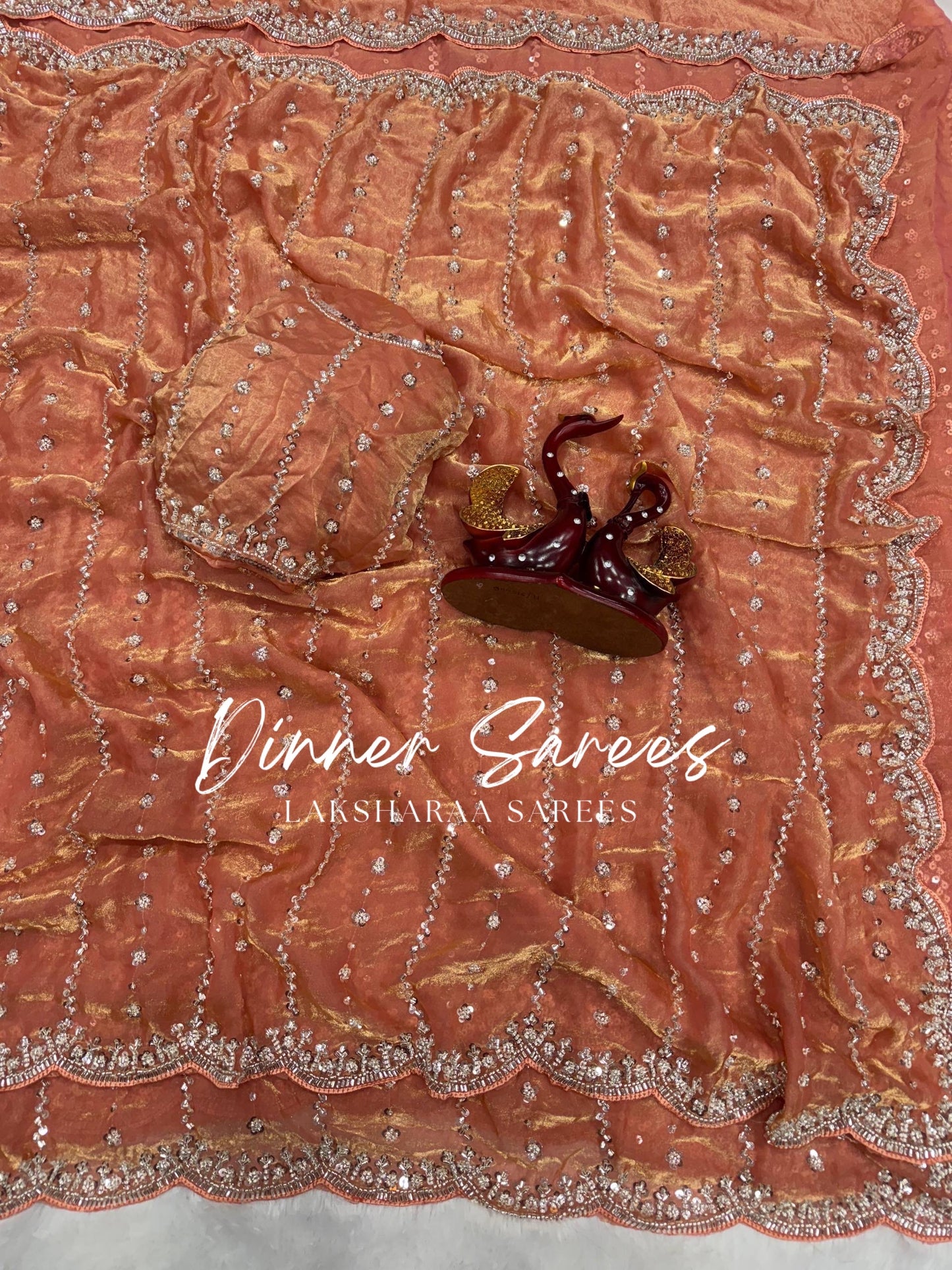 KISHAA — Premium Shimmer Stone & Sequin Dinner Saree in Pastel Series & Bold Shades