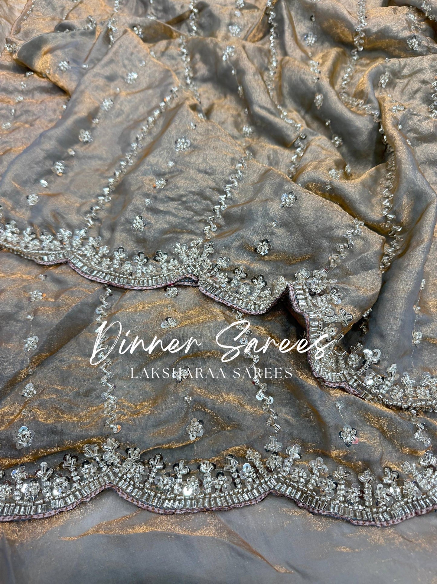 KISHAA — Premium Shimmer Stone & Sequin Dinner Saree in Pastel Series & Bold Shades