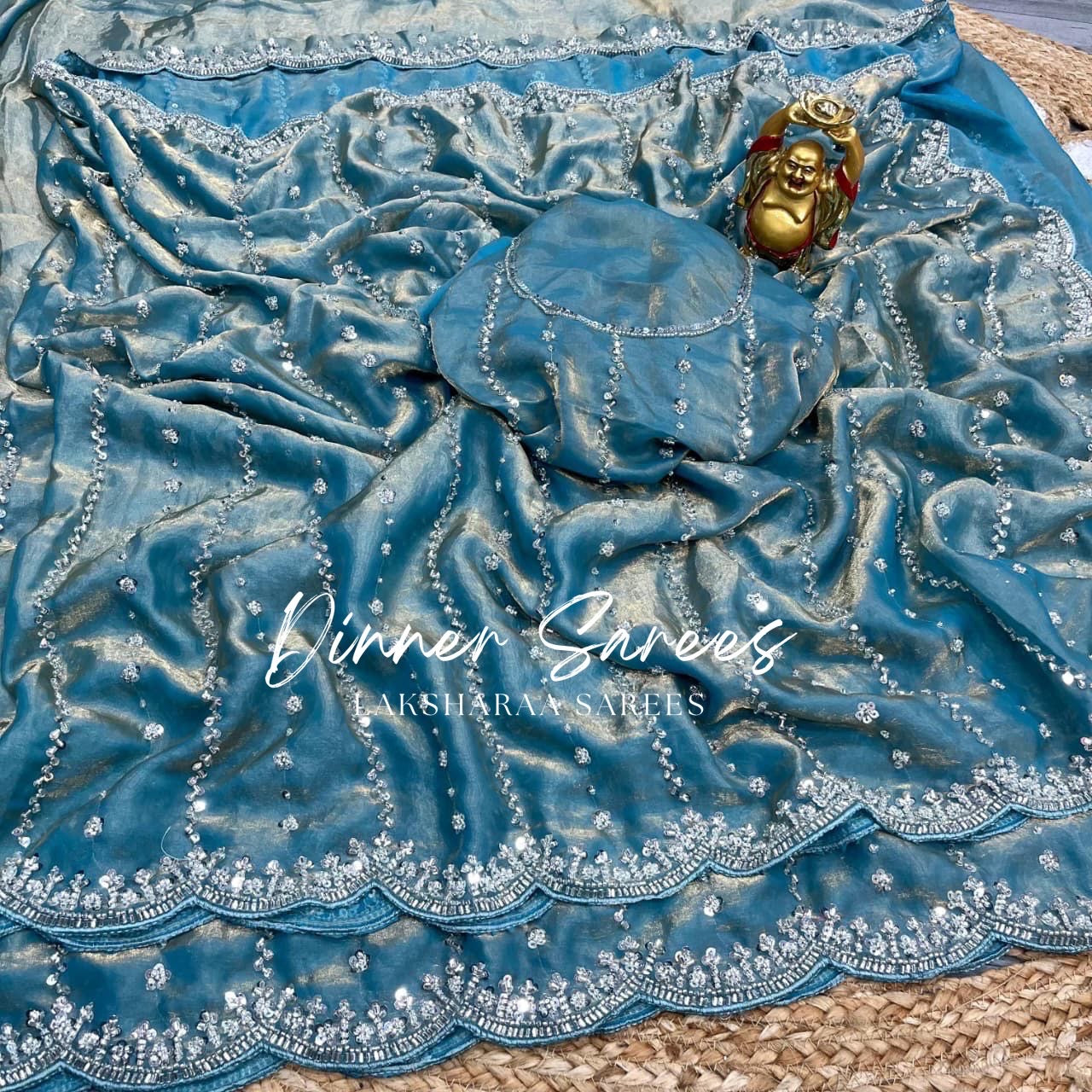 KISHAA — Premium Shimmer Stone & Sequin Dinner Saree in Pastel Series & Bold Shades