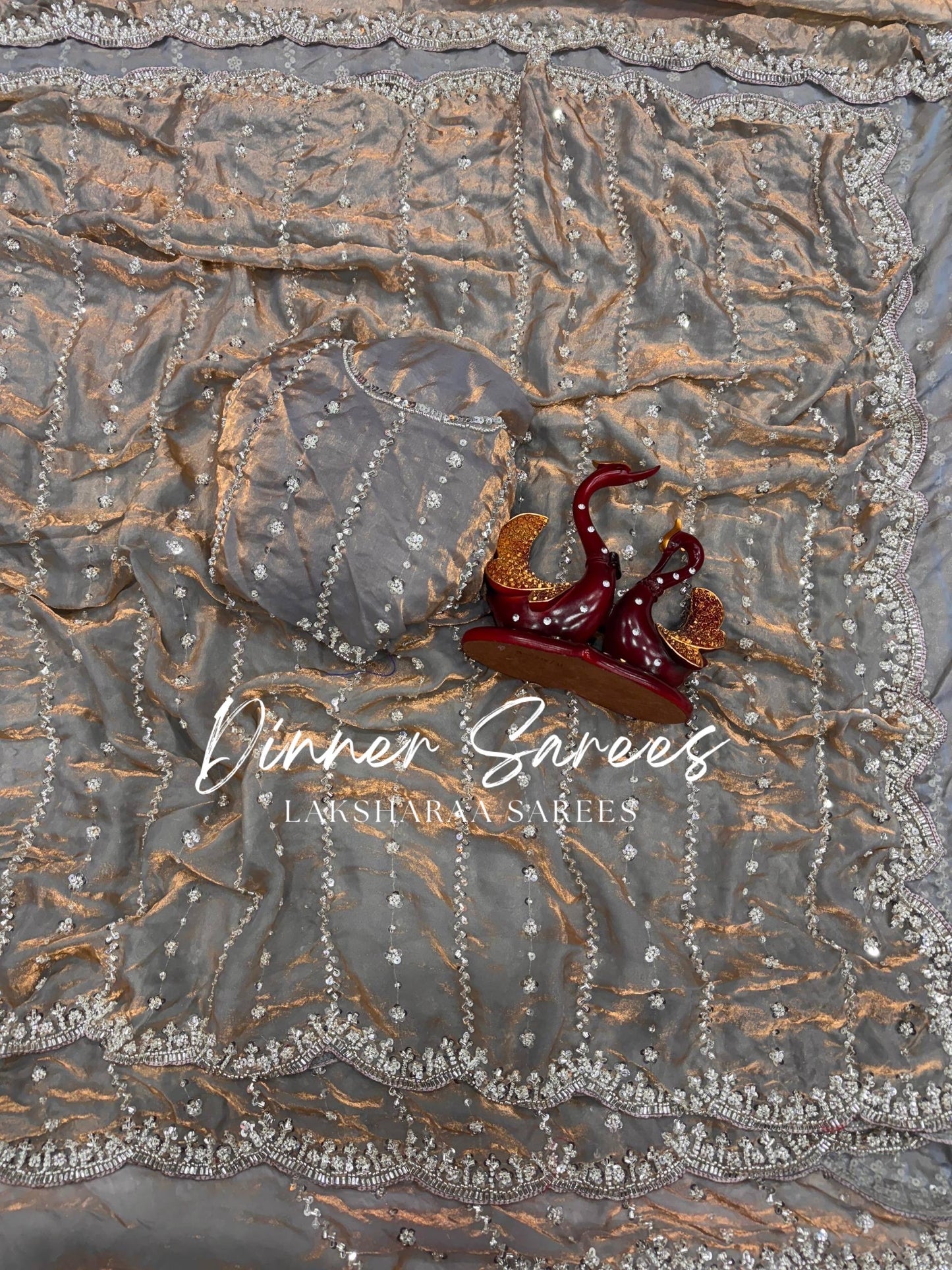 KISHAA — Premium Shimmer Stone & Sequin Dinner Saree in Pastel Series & Bold Shades