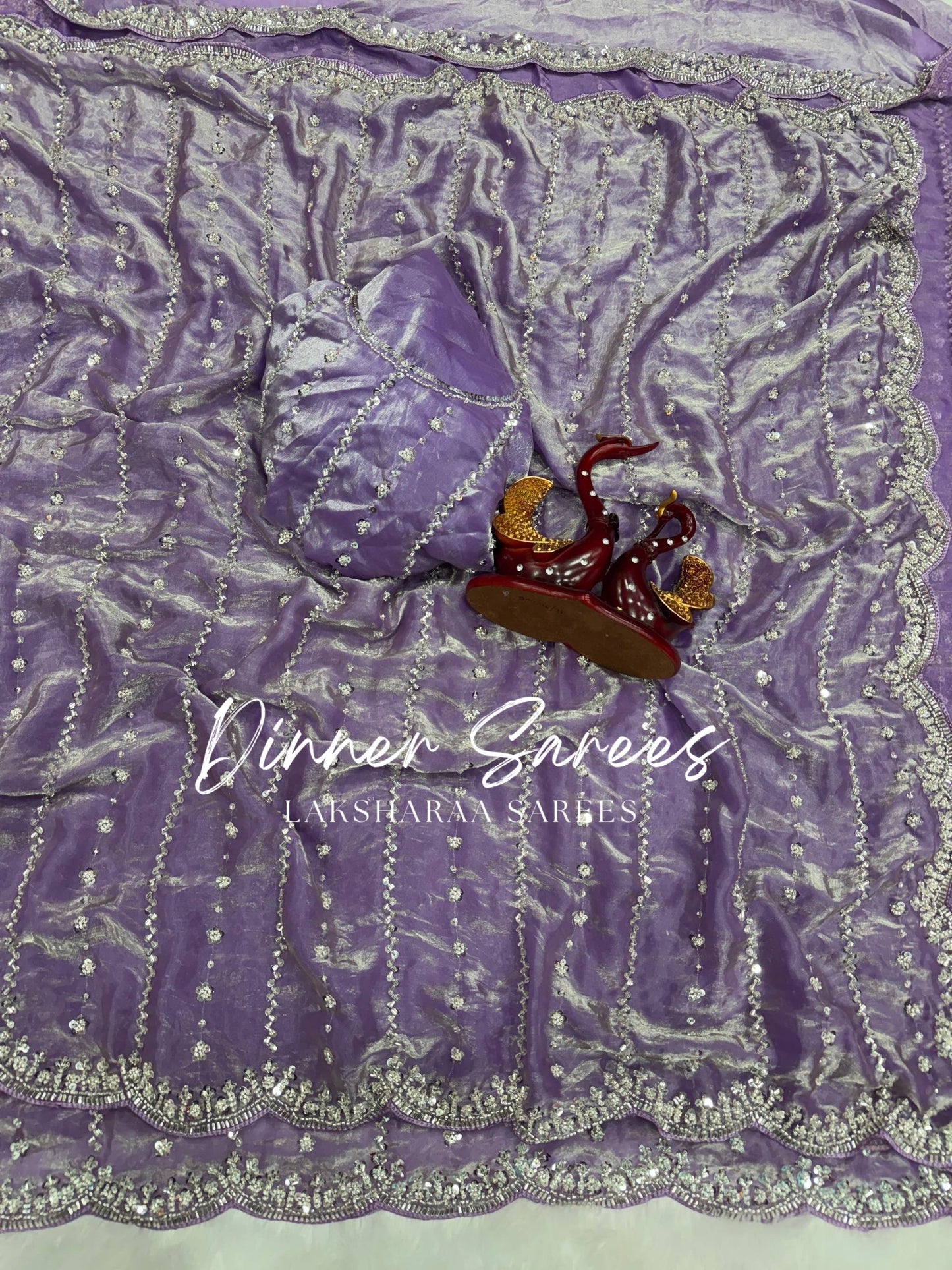 KISHAA — Premium Shimmer Stone & Sequin Dinner Saree in Pastel Series & Bold Shades