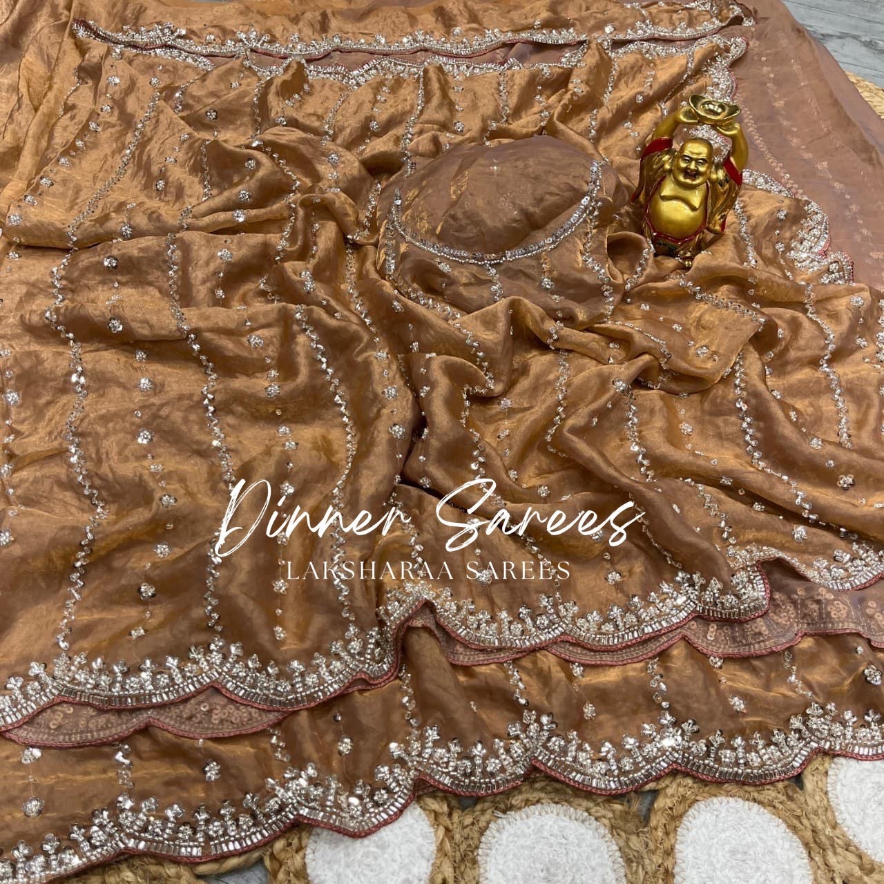KISHAA — Premium Shimmer Stone & Sequin Dinner Saree in Pastel Series & Bold Shades
