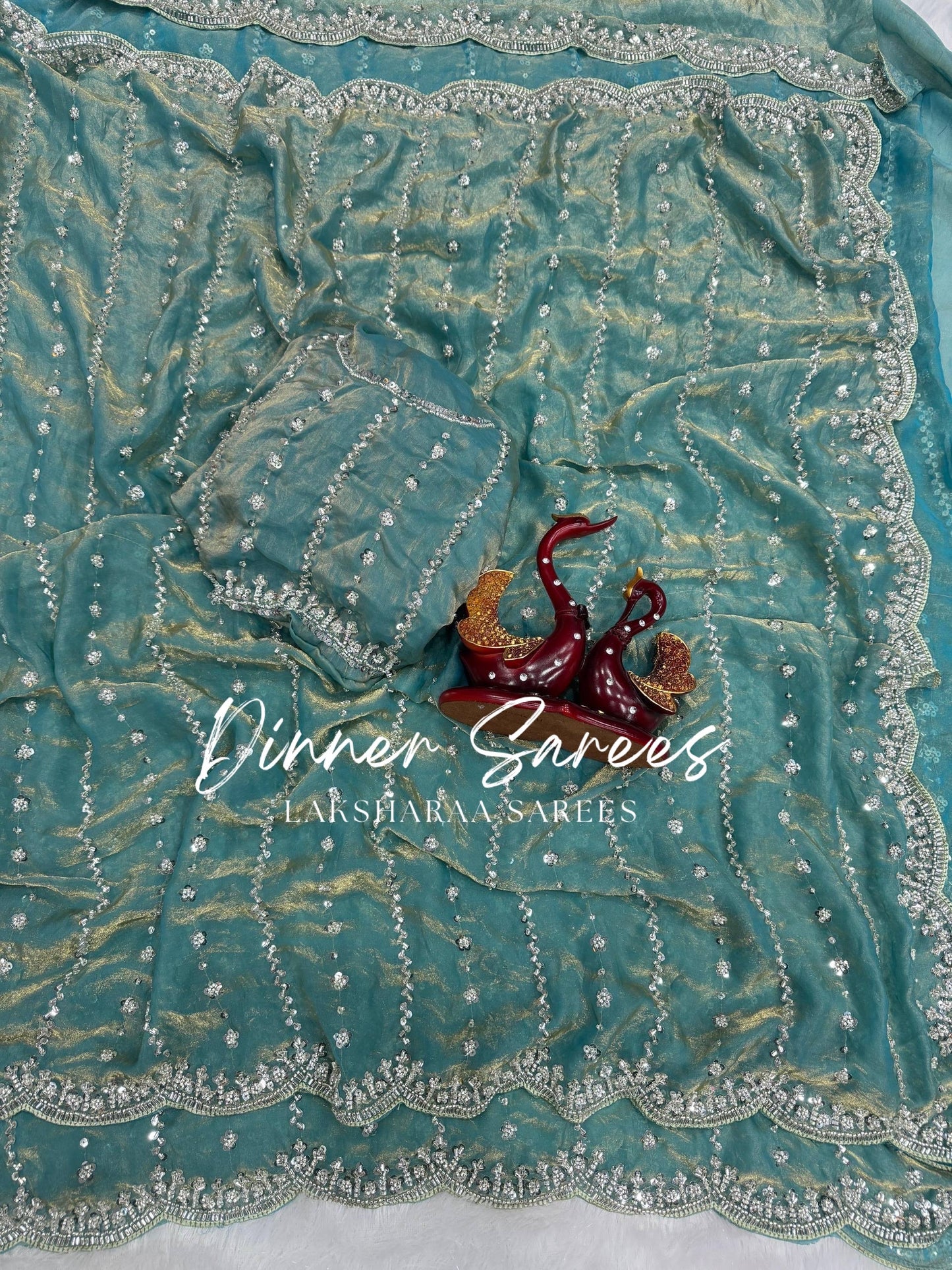 KISHAA — Premium Shimmer Stone & Sequin Dinner Saree in Pastel Series & Bold Shades