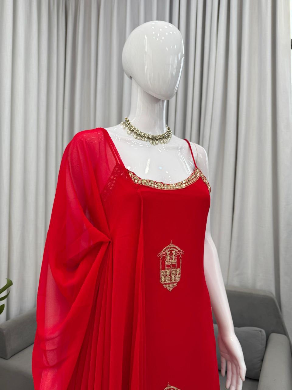 Premium Red Sharara Suit