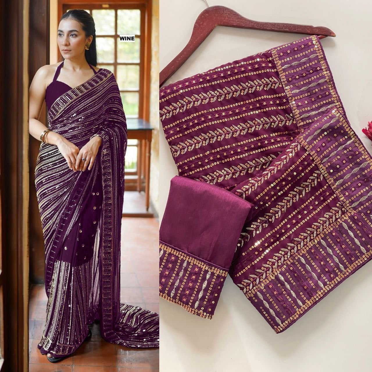 Bling Sequin Georgette Partywear Saree