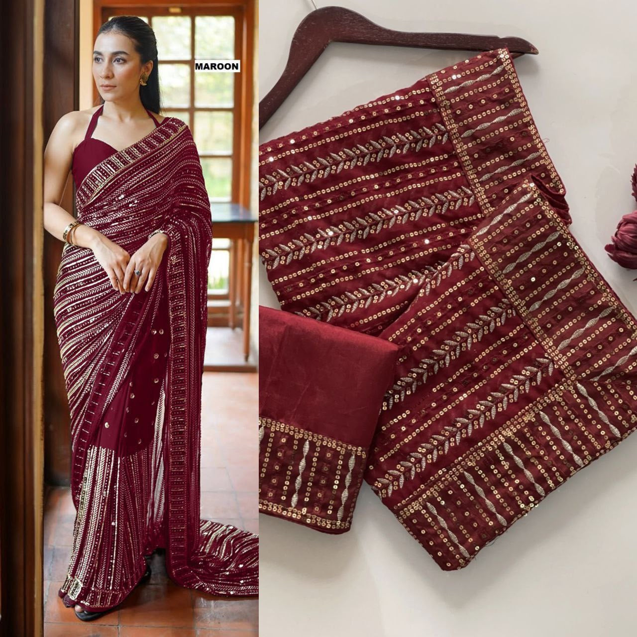 Bling Sequin Georgette Partywear Saree
