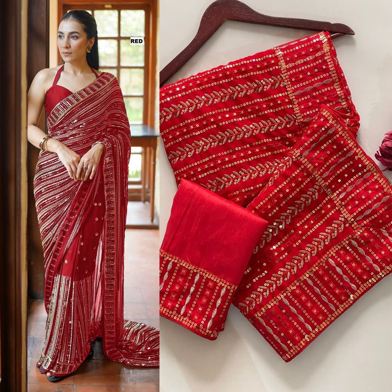 Bling Sequin Georgette Partywear Saree