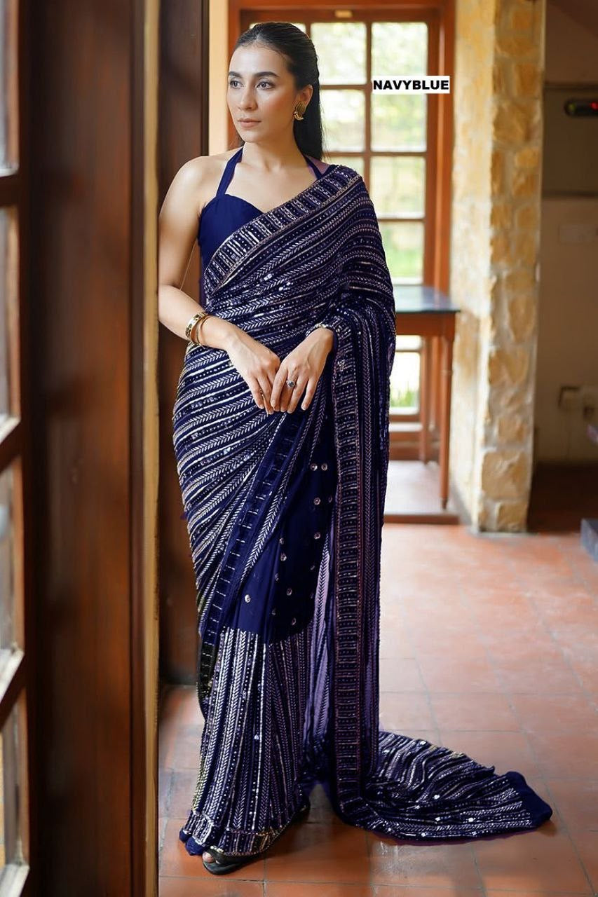 Bling Sequin Georgette Partywear Saree