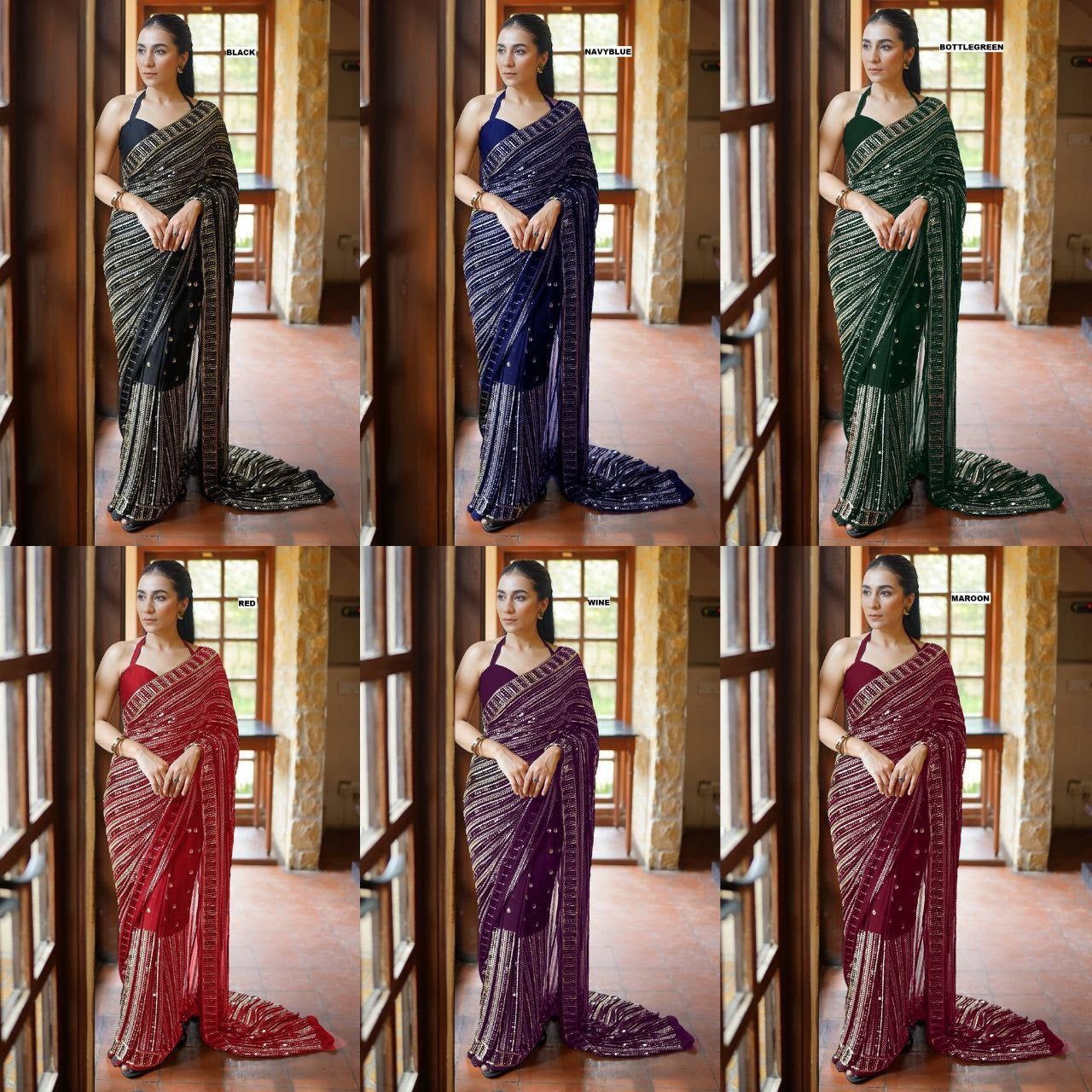 Bling Sequin Georgette Partywear Saree