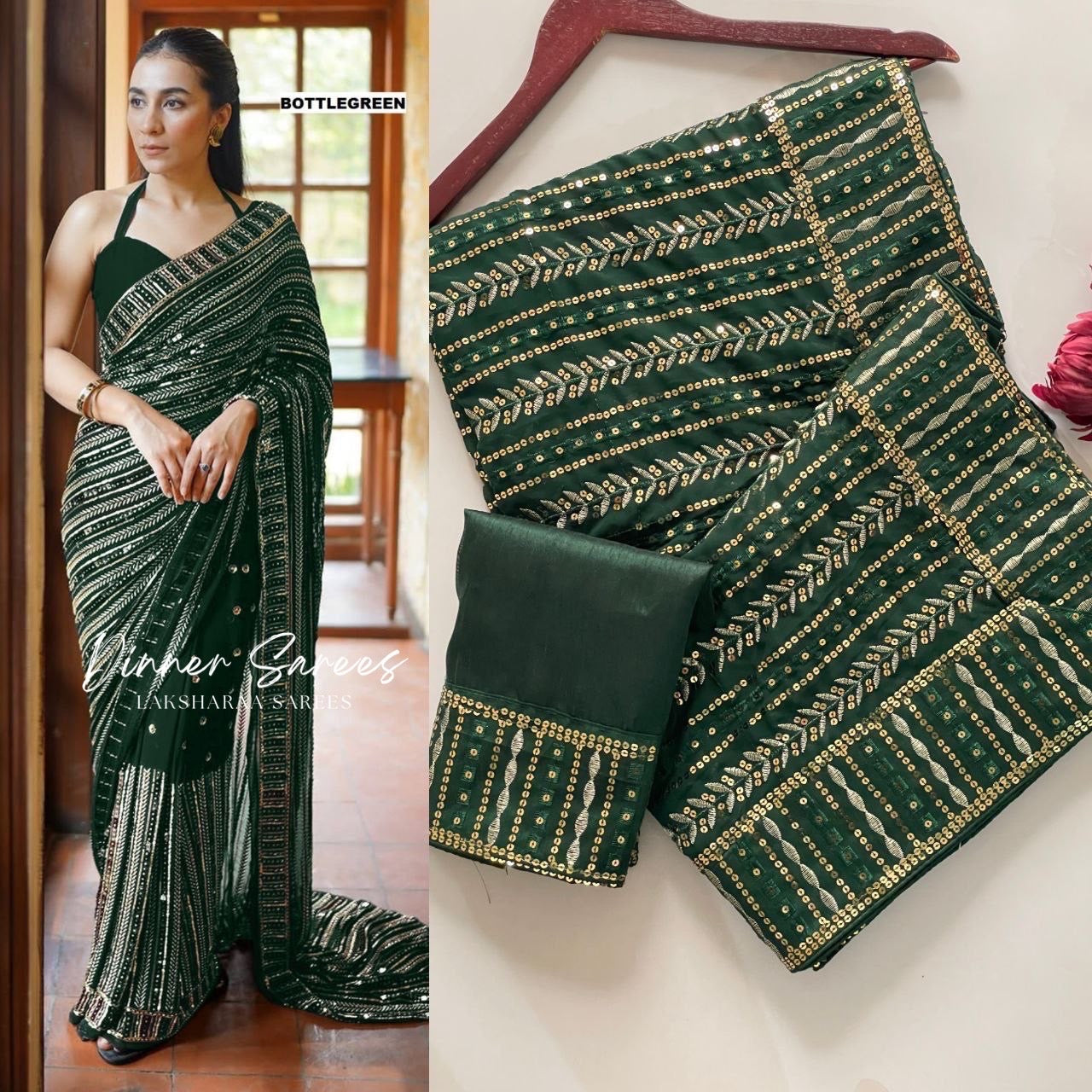 Bling Sequin Georgette Partywear Saree