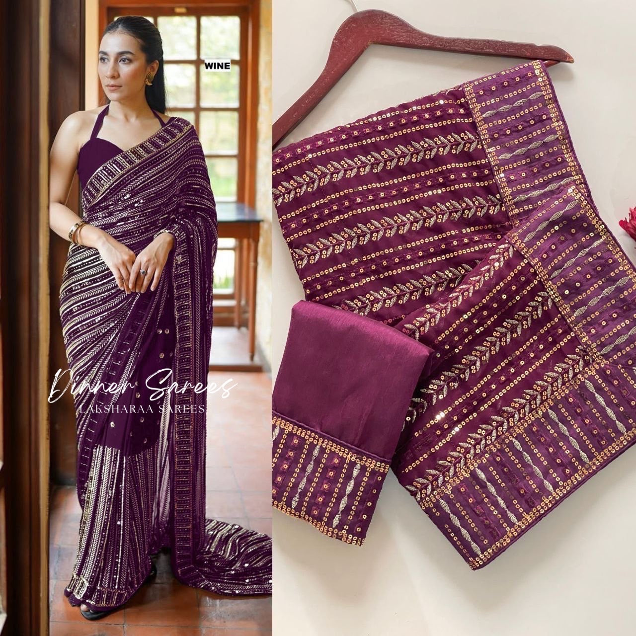 Bling Sequin Georgette Partywear Saree