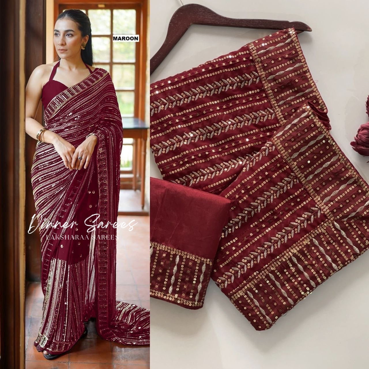 Bling Sequin Georgette Partywear Saree