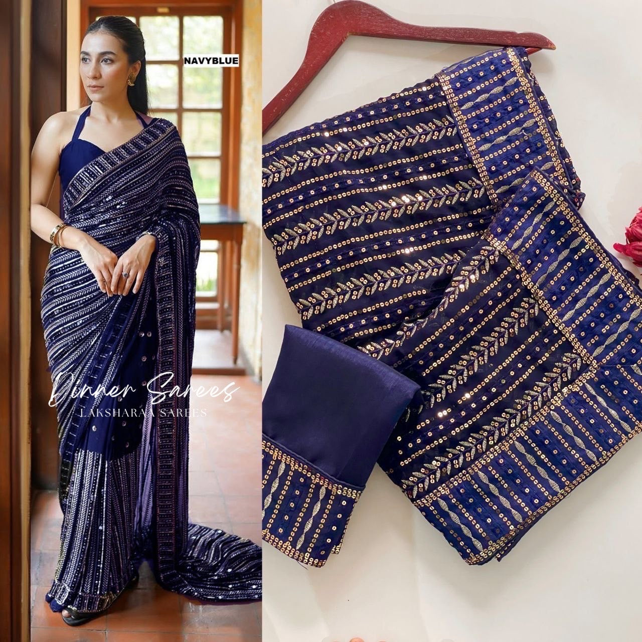 Bling Sequin Georgette Partywear Saree