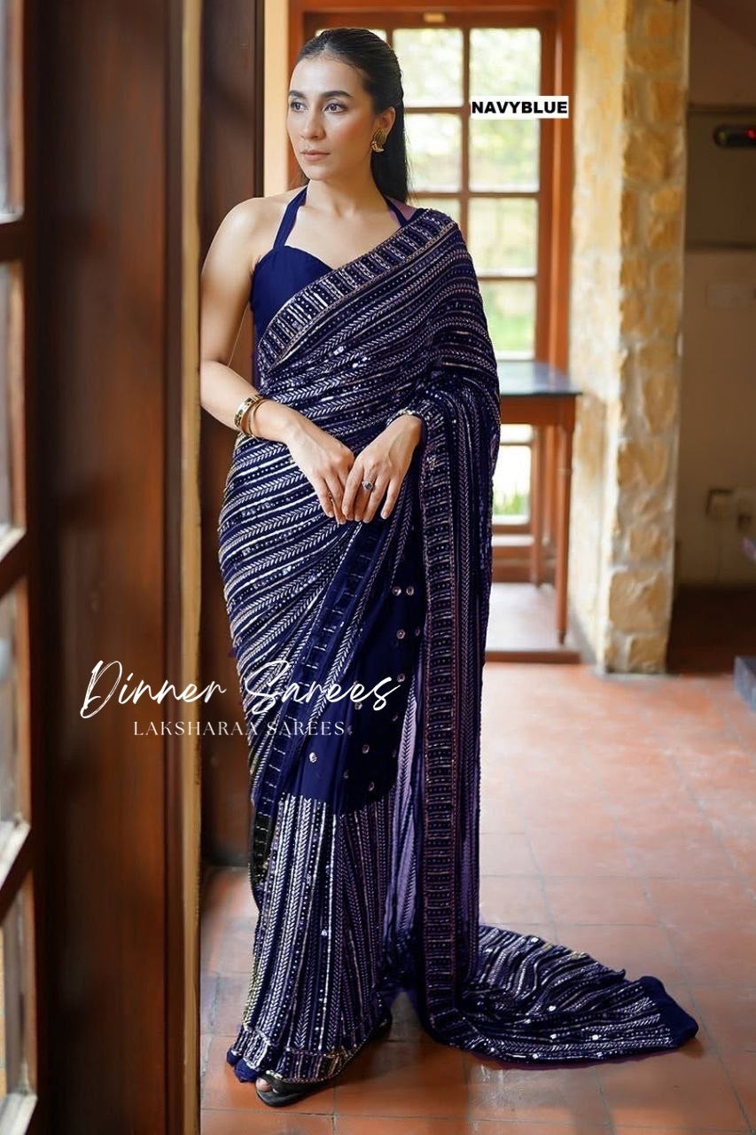 Bling Sequin Georgette Partywear Saree