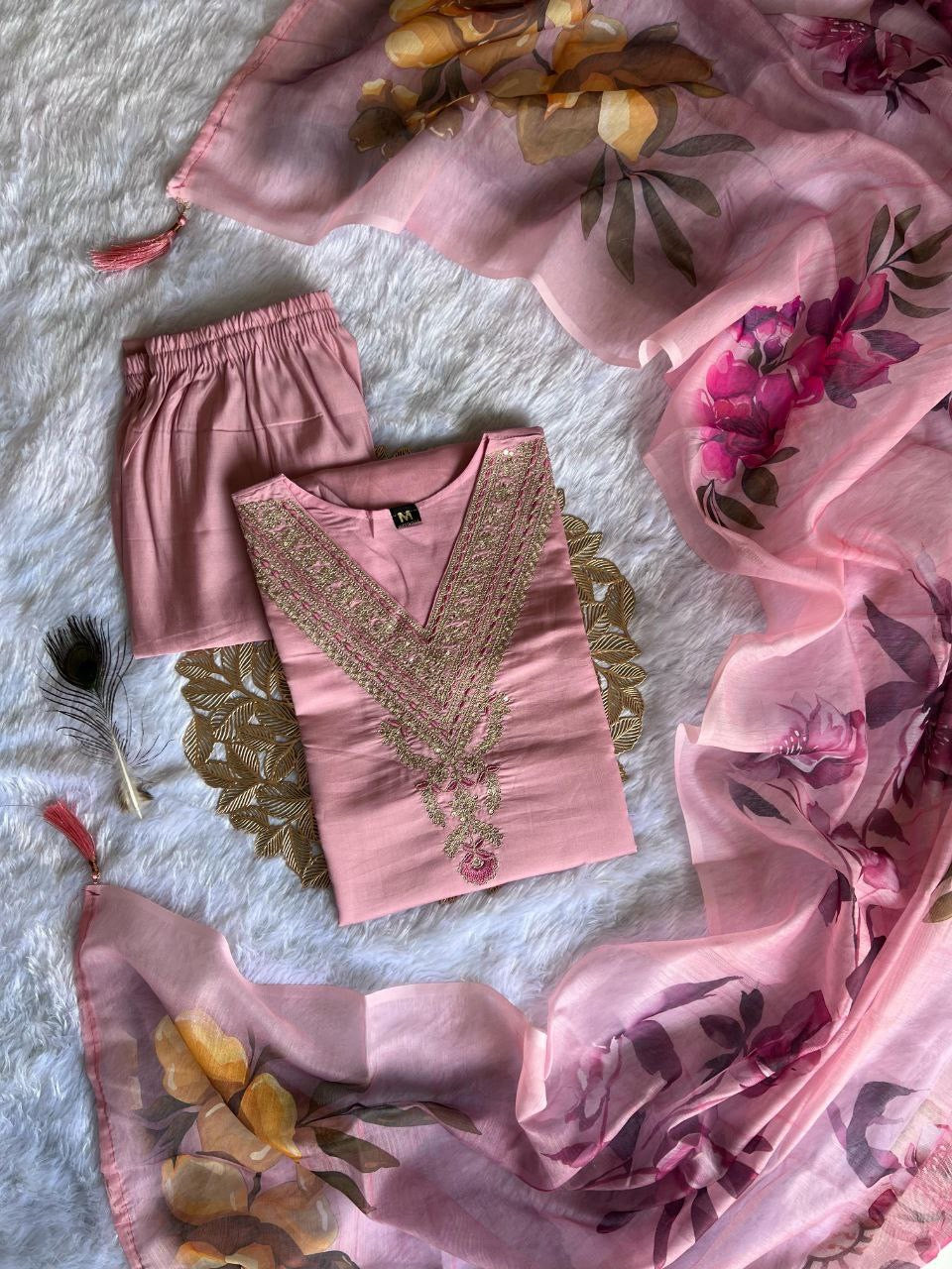 Pastel Pink Premium Kurta Suit