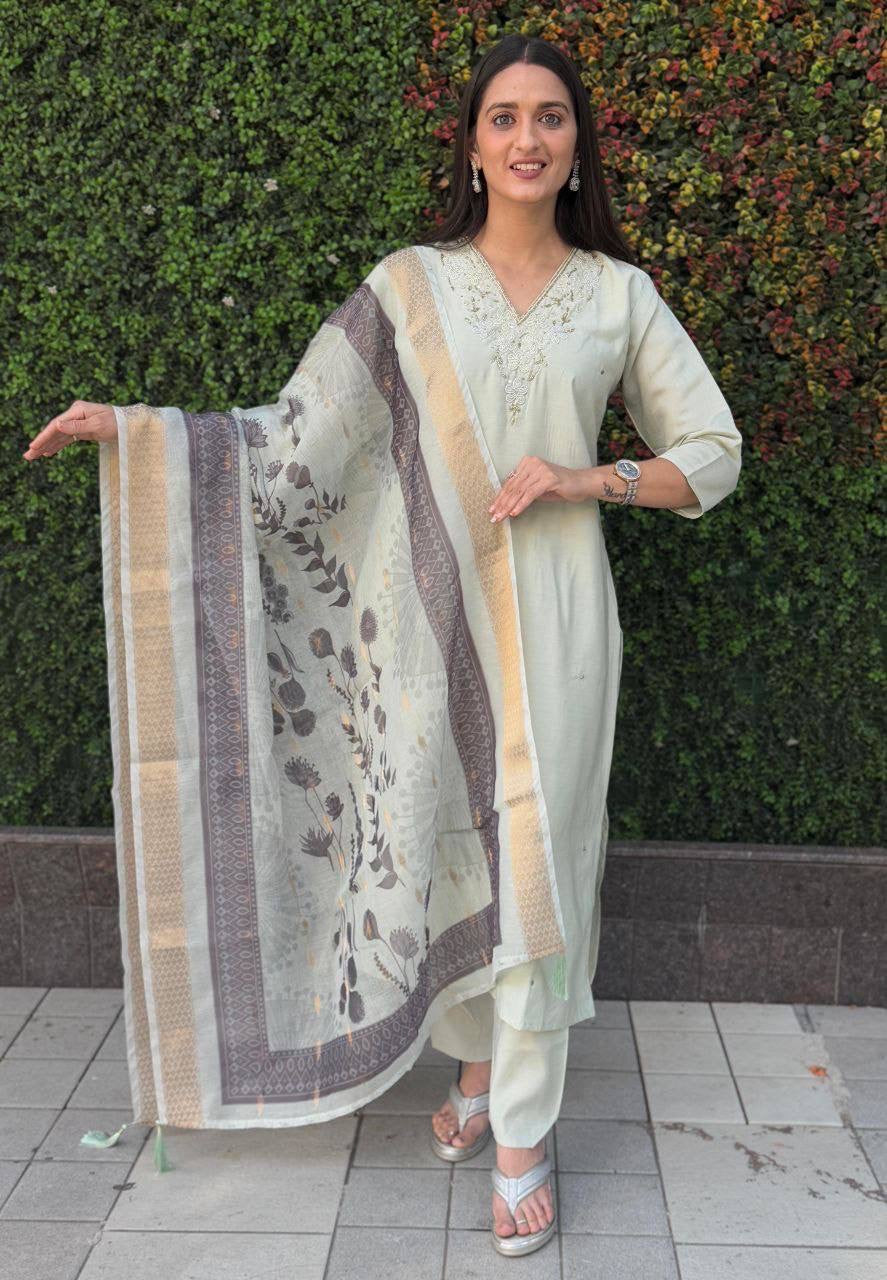 Pastel Green Premium Kurta Suit