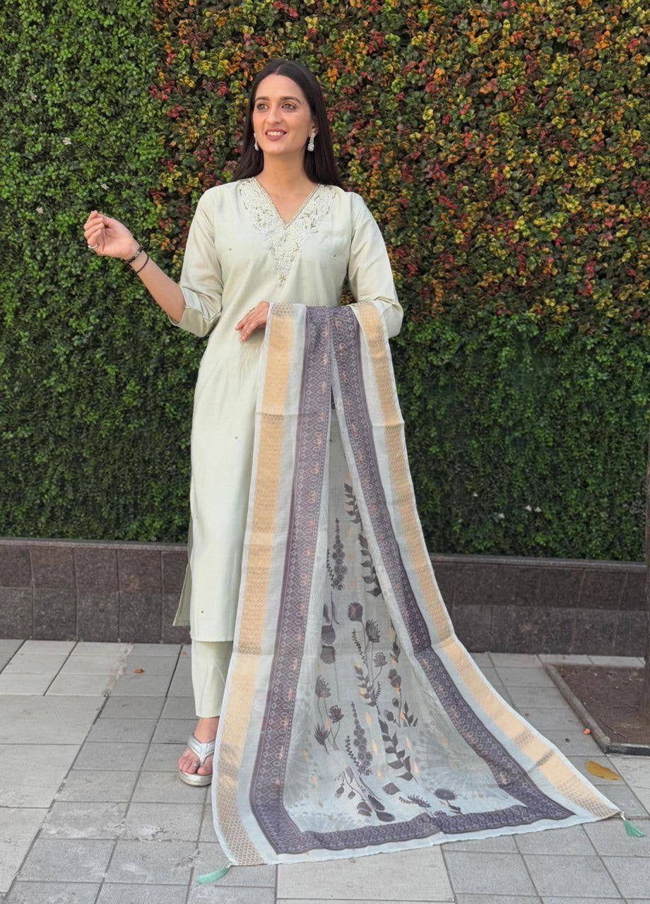 Pastel Green Premium Kurta Suit
