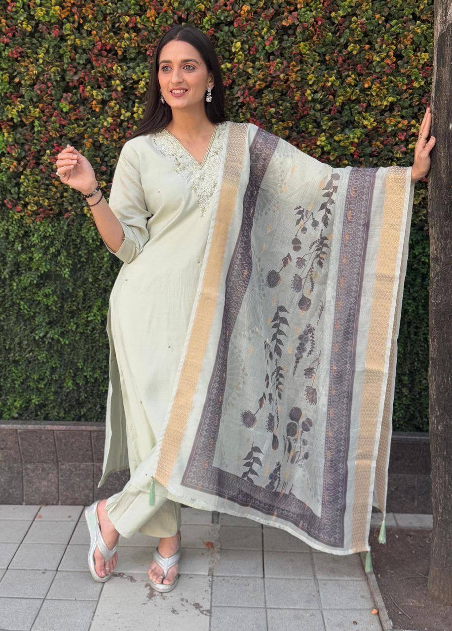 Pastel Green Premium Kurta Suit
