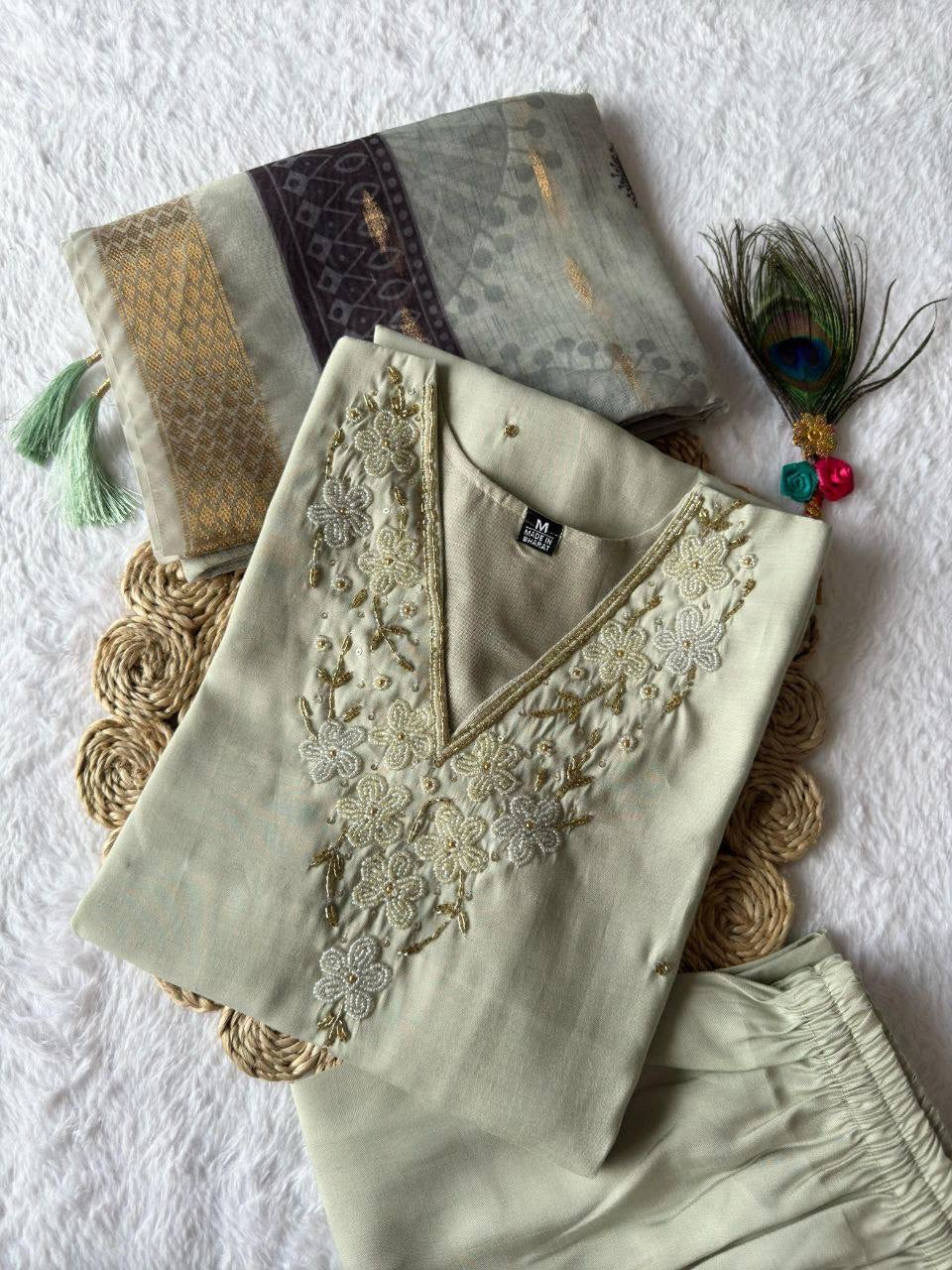 Pastel Green Premium Kurta Suit