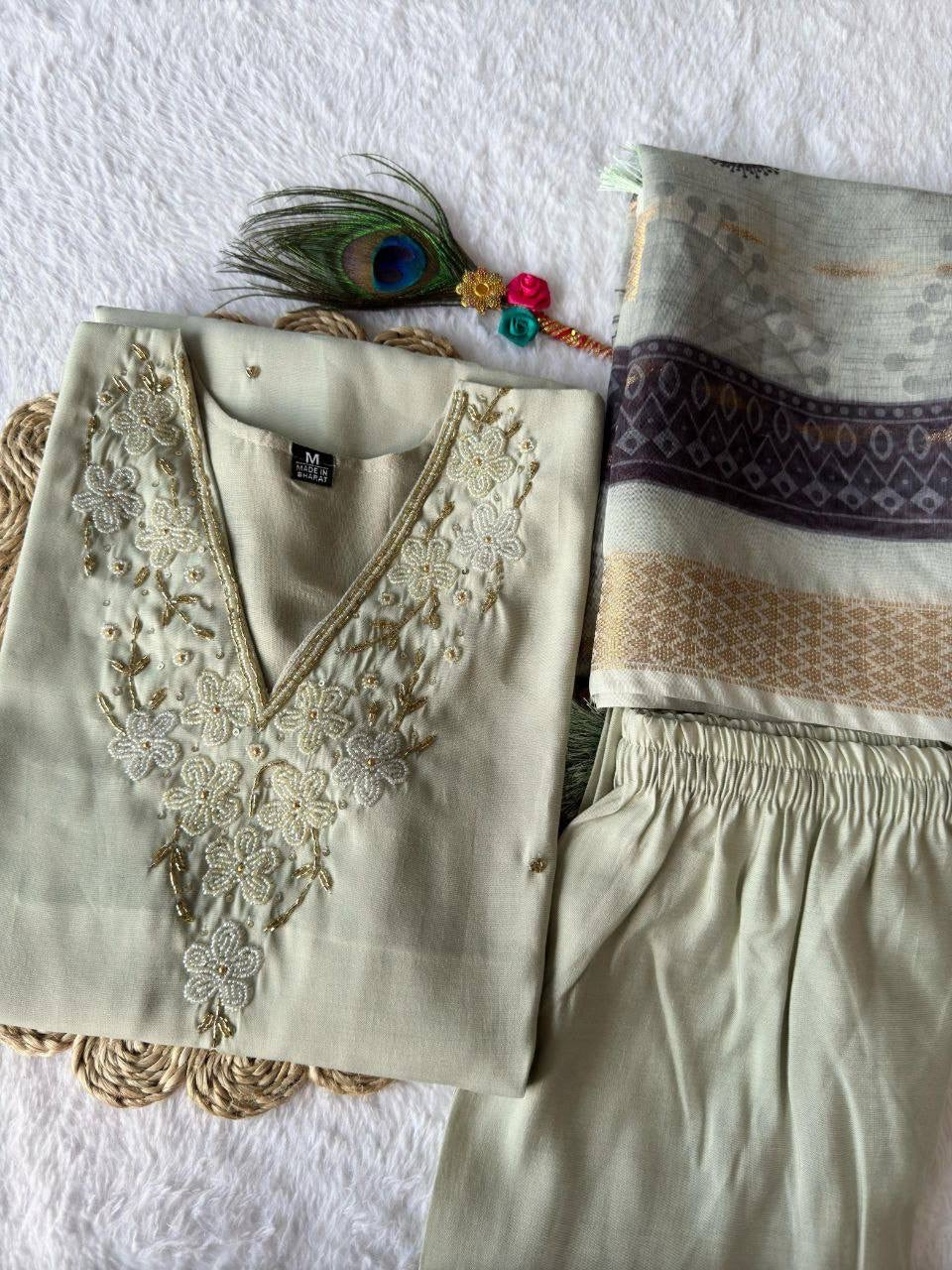 Pastel Green Premium Kurta Suit