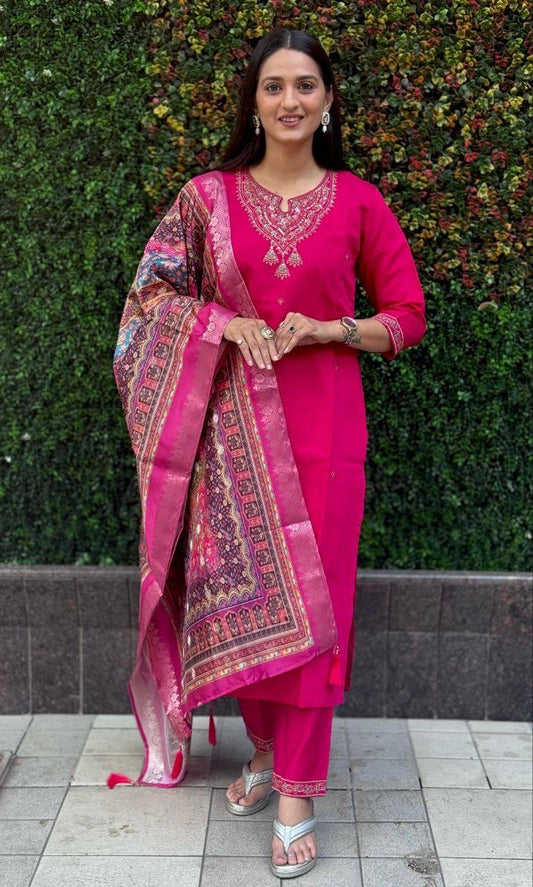 Rani Pink Premium Kurta Suit