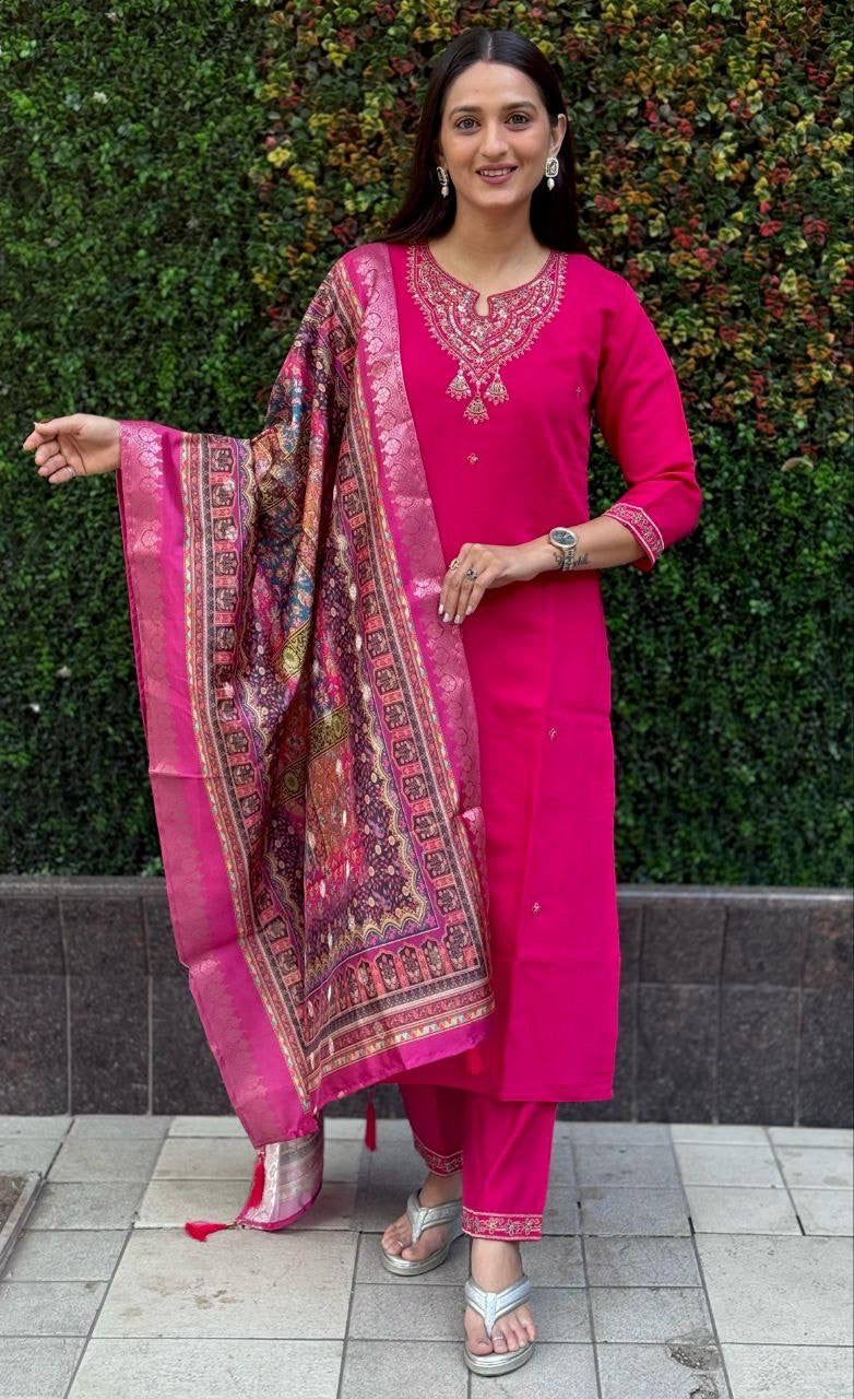 Rani Pink Premium Kurta Suit