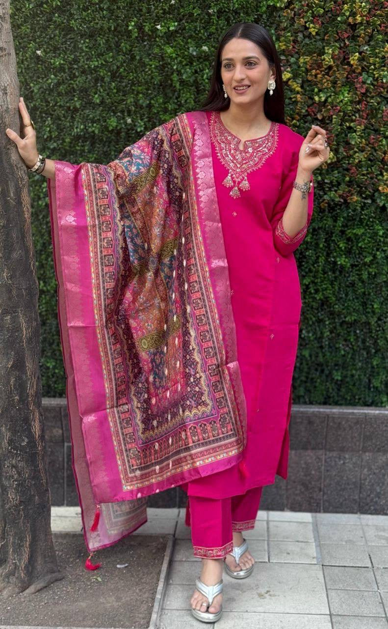Rani Pink Premium Kurta Suit