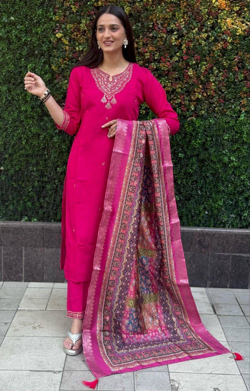 Rani Pink Premium Kurta Suit
