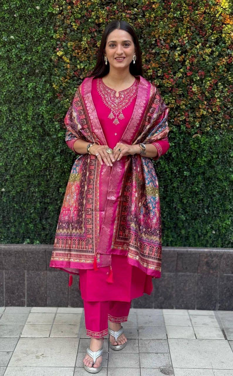 Rani Pink Premium Kurta Suit