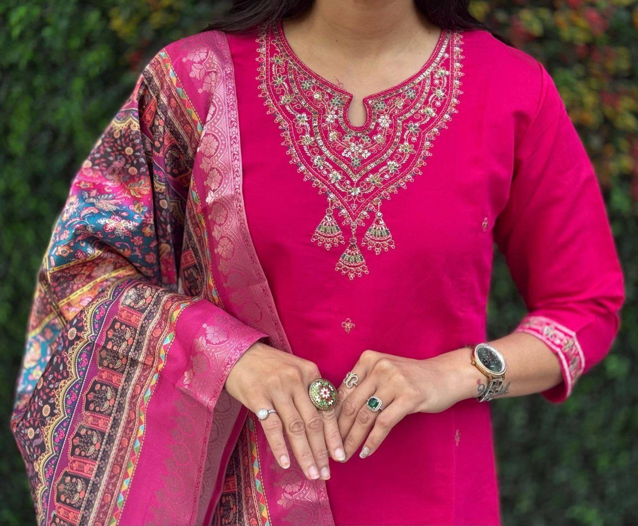 Rani Pink Premium Kurta Suit