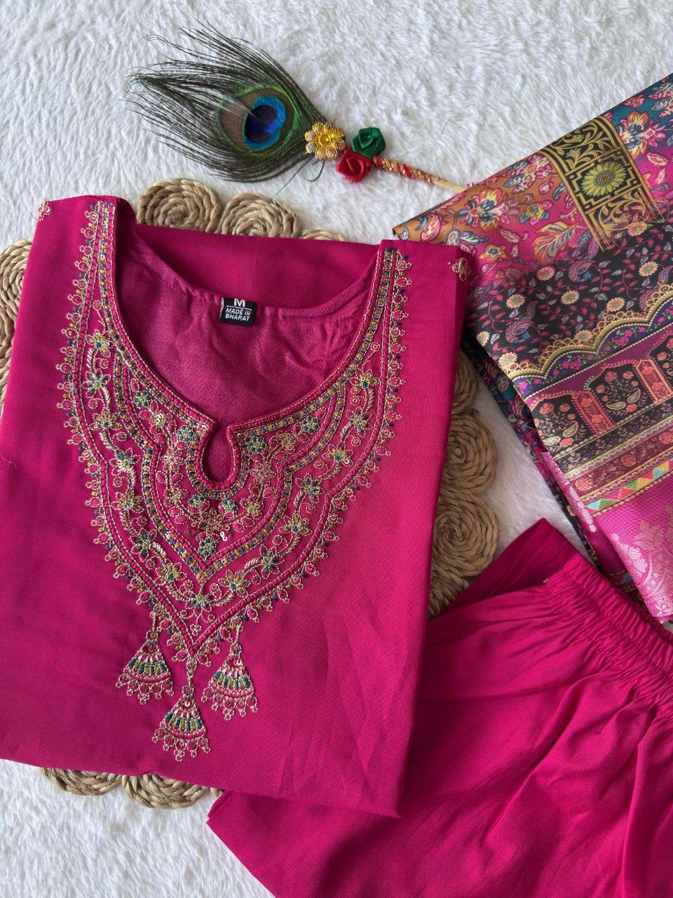 Rani Pink Premium Kurta Suit