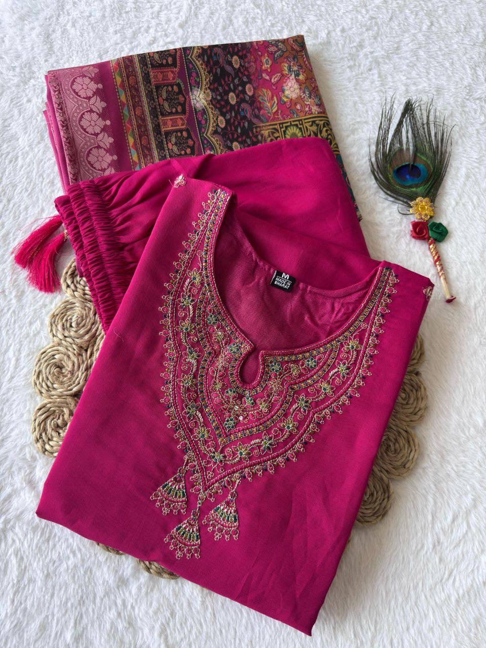 Rani Pink Premium Kurta Suit