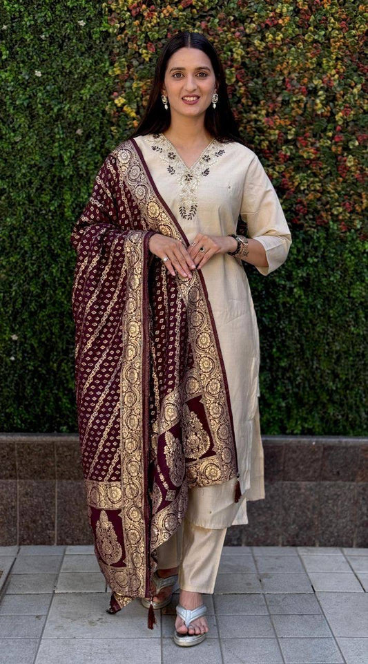 Pastel Khaki Premium Kurta Suit