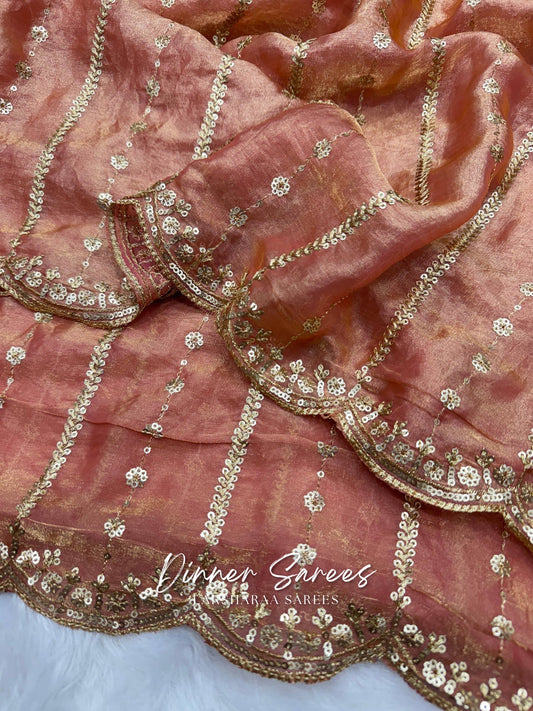 KISHAA 2.0 — Space Silk with Gold Sequin Work Dinner Saree