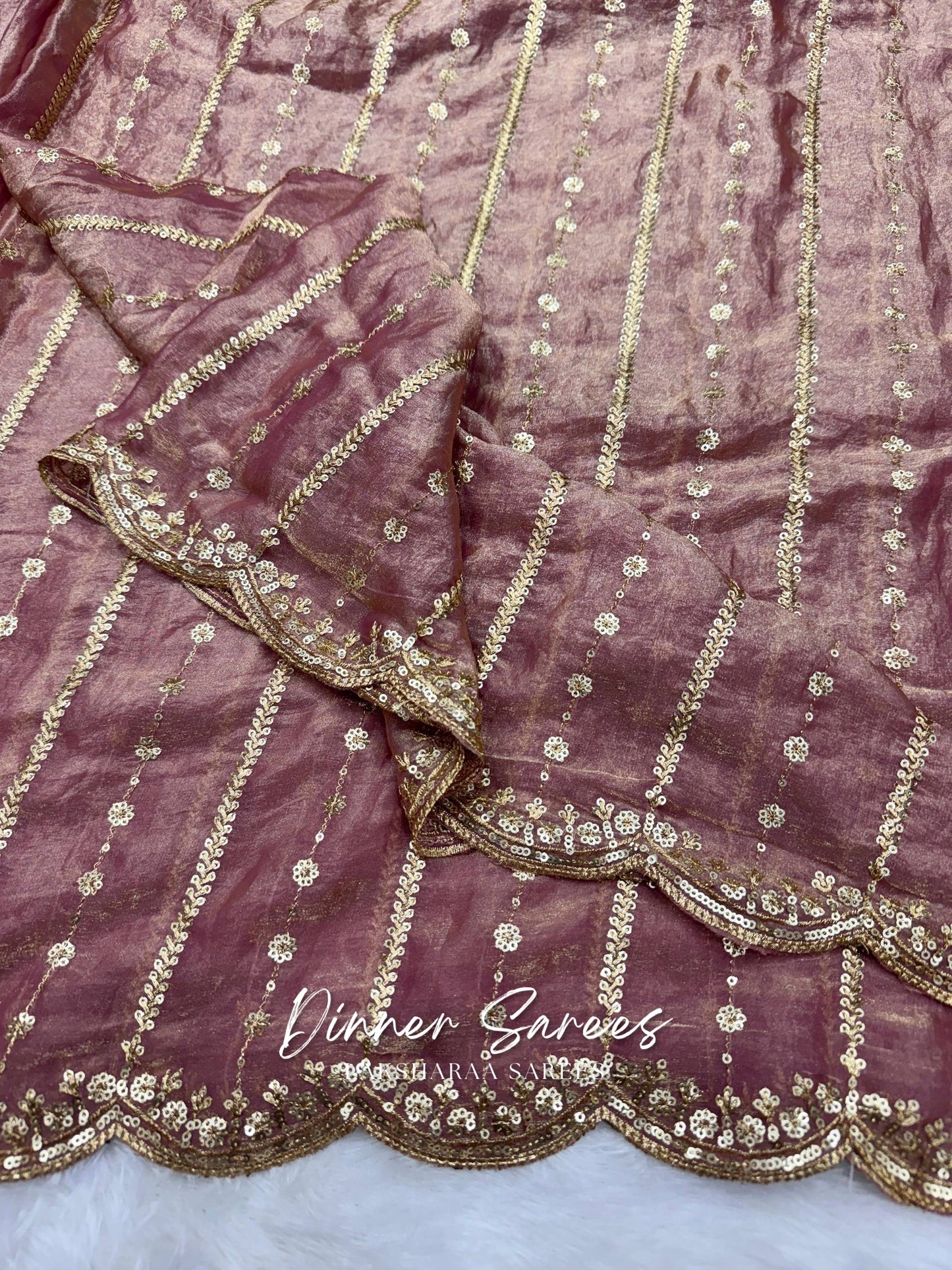 KISHAA 2.0 — Space Silk with Gold Sequin Work Dinner Saree