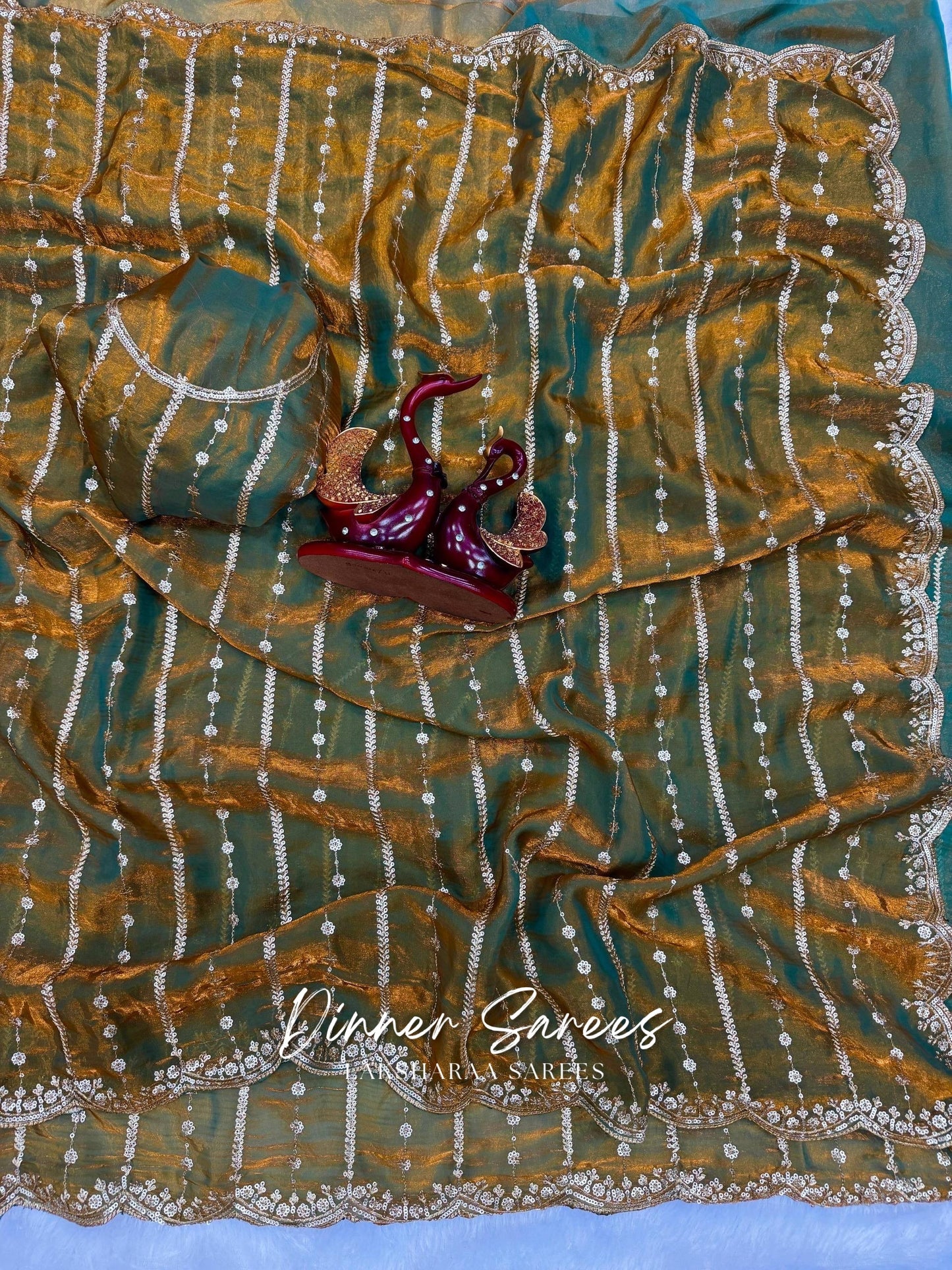 KISHAA 2.0 — Space Silk with Gold Sequin Work Dinner Saree