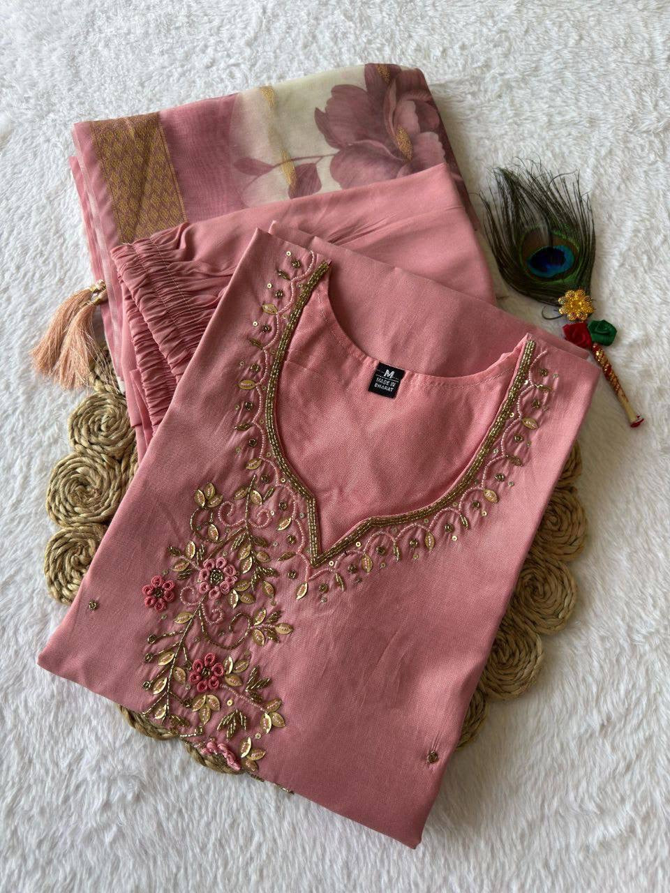 Pastel Pink Premium Kurta Suit